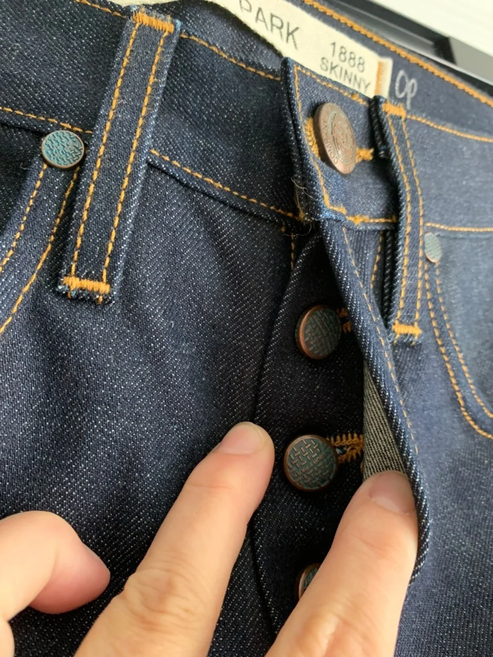 Asbury Park 1888 Skinny Button Fly Jeans Dark Wash Denim Made in USA 28x34